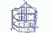 Bauaufnahmen - CAD-Pläne mit Bemassung –  Familienhaus - Querschnitt