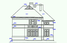 Bauaufnahmen - CAD-Pläne mit Bemassung –  Fassadenplan von Villa